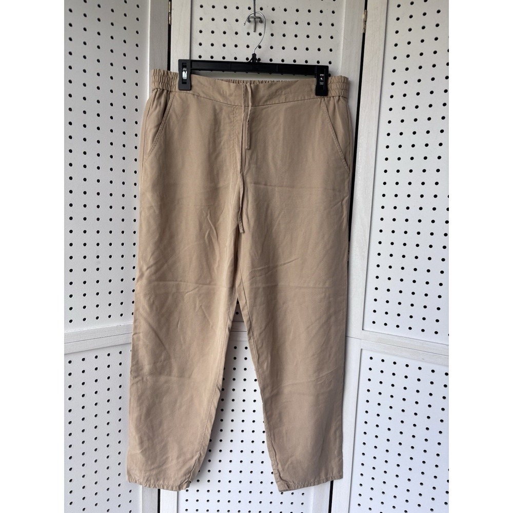 Gap Women's M Lyocell Lightweight Pull On Tapered Leg Pants Drawstring Beige